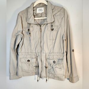 Ashley by 26 International Outer Wear Utility Beige Jacket Hooded Sz L